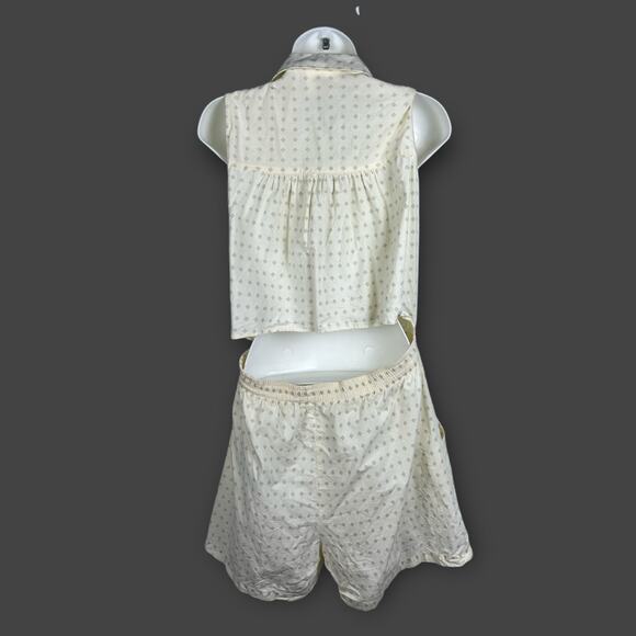 A Byer Vintage 80s Cream 100% Cotton open back collared button romper Large - Picture 2 of 8